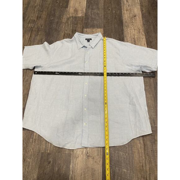 Lands End Shirt Mens 4XLLinen Blue Collared Short Sleeve Summer Beach Button Up - Picture 7 of 12